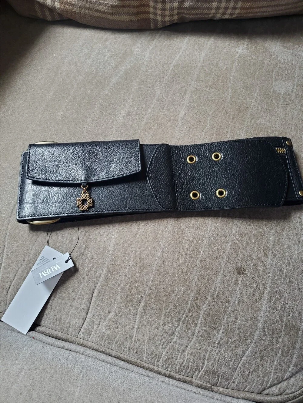 White House Black Market (WHBM) Leather & Elastic Utility Belt Size Small